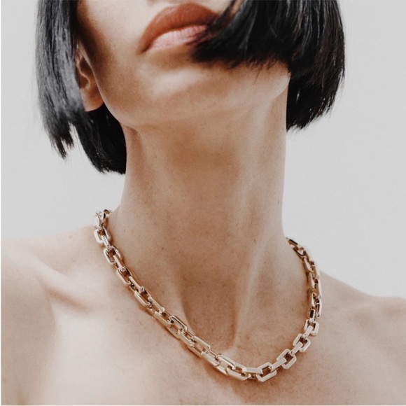 Eddie Borgo- Chain Supra Link Necklace 12 K gold plated brand new - Picture 2 of 13